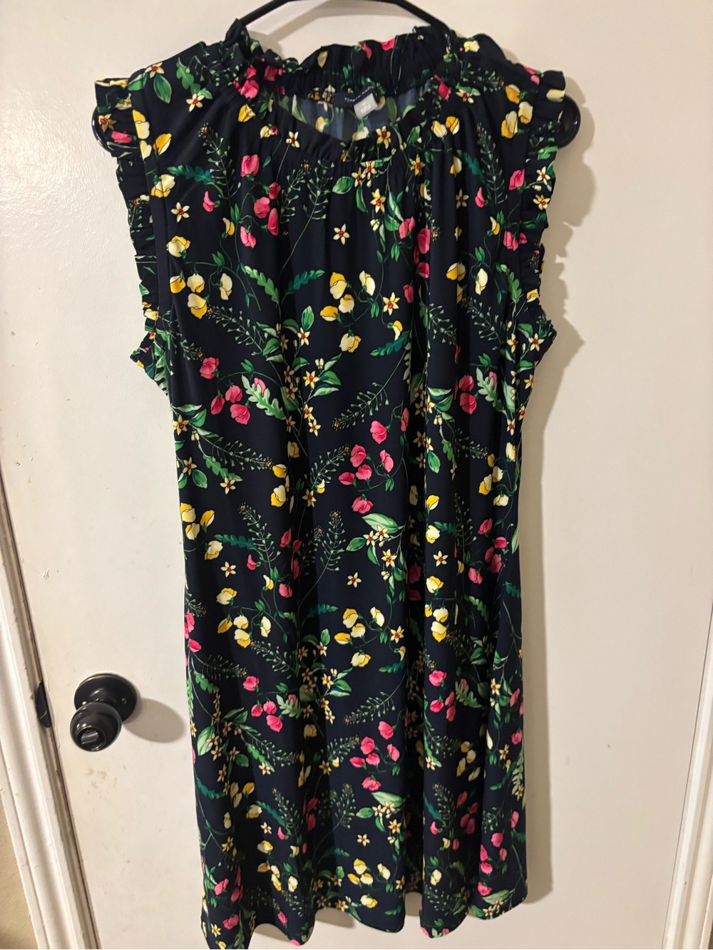 Tommy Hilfiger Navy Floral Ruffle Sleeve Casual Dress